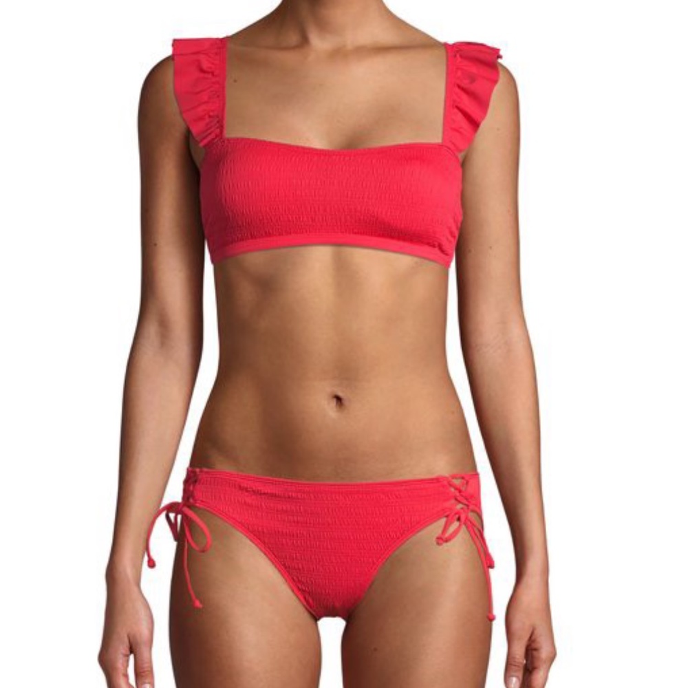 Red Smocked Bikini Set